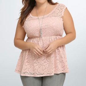 Torrid Pink Lace Tank Top